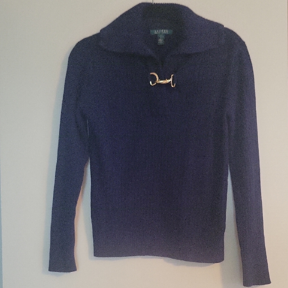 Lauren Ralph Lauren Navy Blue Cowl Neck Sweater